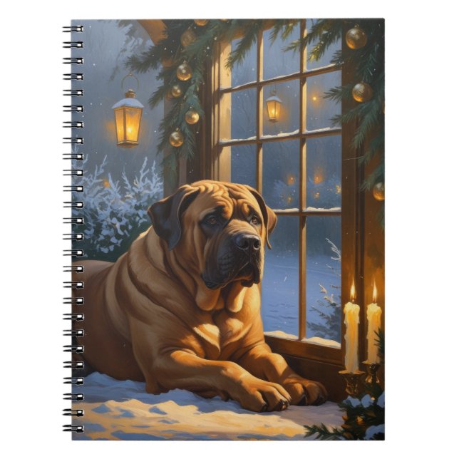 Cuaderno Festividad de bullmastiff con Navidades alumbrado  (Frente)