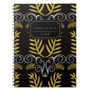 Cuaderno Festividad Foliage Art Deco Oro Moda Vintage