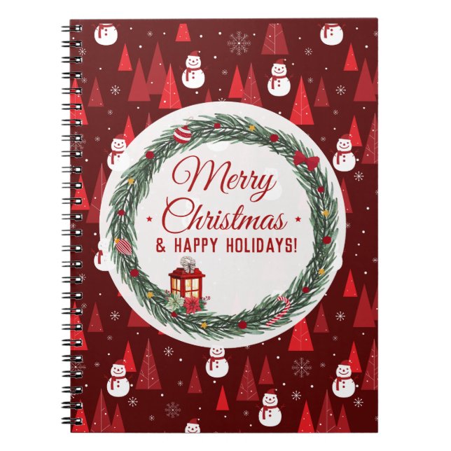 Cuaderno Festividad moderna de navidad roja (Frente)