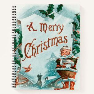 Cuaderno Festividad Retro Vintage Navidad Guay Santa Saludo