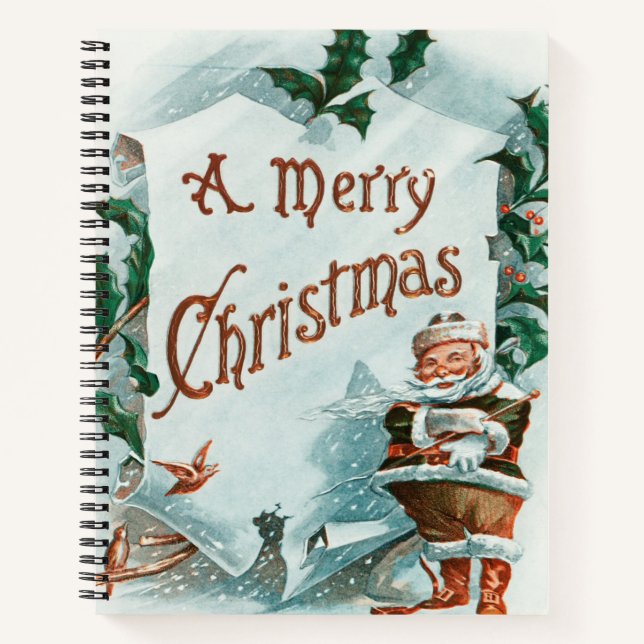 Cuaderno Festividad Retro Vintage Navidad Guay Santa Saludo (Anverso)