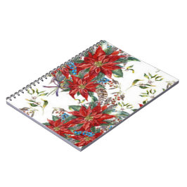 Cuaderno Festividad Rich Red Poinsettia flor Note Book