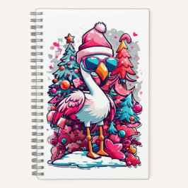 Cuaderno Festividades de Flamingo Santa Hat y Glasses Chris