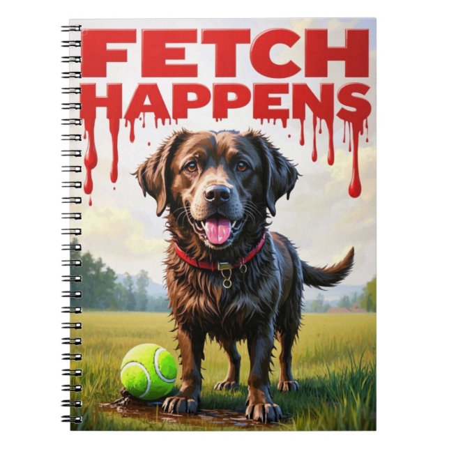 Cuaderno Fetch Happens Folleto humorístico de espiral de pe (Frente)