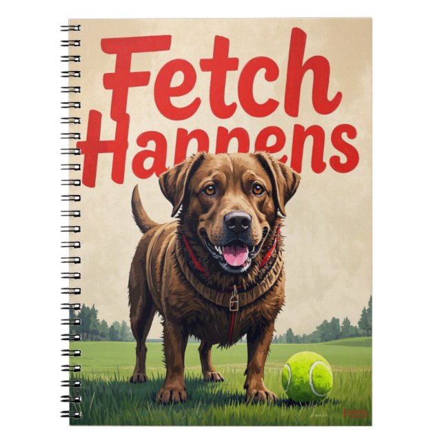 Cuaderno Fetch Happens Humorous dog spiral bloc de notas fa (Frente)