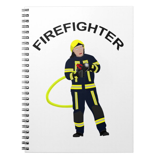 Cuaderno Feuerwehrmann en blauer Einsatzkleidung Notizblock (Frente)