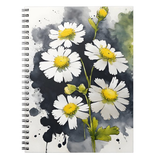 Cuaderno Feverfew - Flores de acuarela (Frente)
