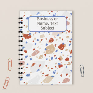 Cuaderno Ficha de mármol de color rojo ladrillo, azul y bro