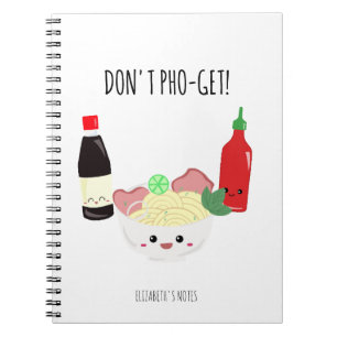 Cuaderno Fideos Kawaii Pho No Olvides Punny
