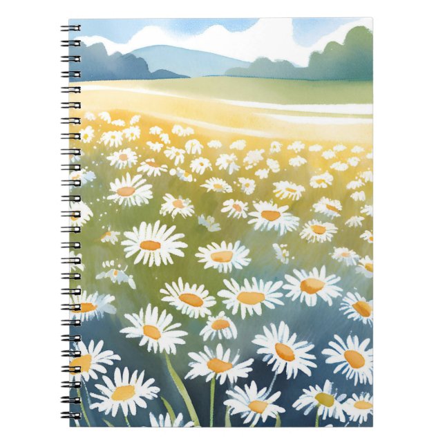 Cuaderno Field of Daisies | Flower Meadow Floral Painting  (Frente)