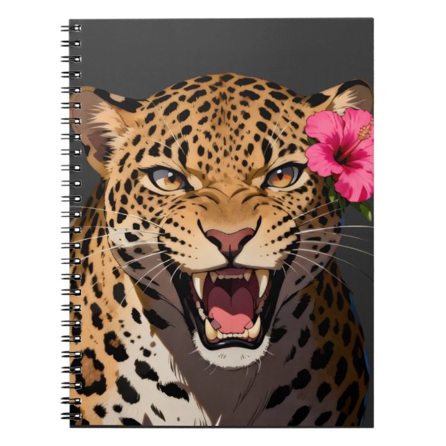 Cuaderno Fierce Leopard Pink Flower Notebook (Frente)