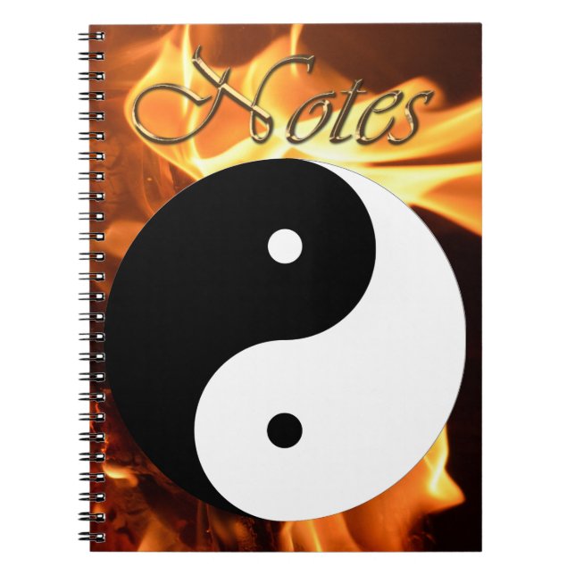 Cuaderno Fiery Yin y Yang símbolo asiático de equilibrio (Frente)