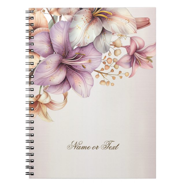 Cuaderno Fiesta acuarela Boho Flores rosas elegantes (Frente)