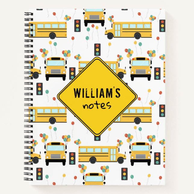 Cuaderno Fiesta de Autobuses Escolares Amarillos Notas Esco (Anverso)