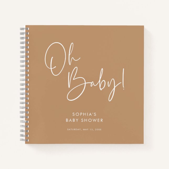 Cuaderno Fiesta de Bebé Neutral en Género Boho Moderno Marr (Anverso)