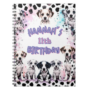 Cuaderno Fiesta de Cumpleaños Acuarela Morada Perros Dalmat