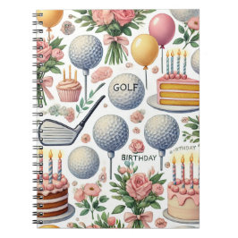 Cuaderno Fiesta de cumpleaños de golf rosa para mujer Chica