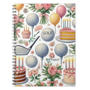 Cuaderno Fiesta de cumpleaños de golf rosa para mujer Chica