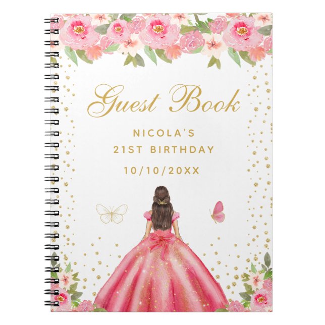 Cuaderno Fiesta de Cumpleaños de Princesa con Cabello Casta (Frente)