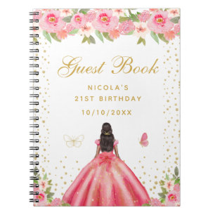 Cuaderno Fiesta de Cumpleaños de Princesa de Piel Oscura co