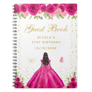 Cuaderno Fiesta de Cumpleaños de Princesa de Piel Oscura co