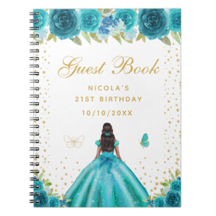Cuaderno Fiesta de Cumpleaños de Princesa de Piel Oscura co