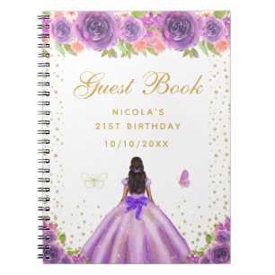 Cuaderno Fiesta de Cumpleaños de Princesa de Piel Oscura co