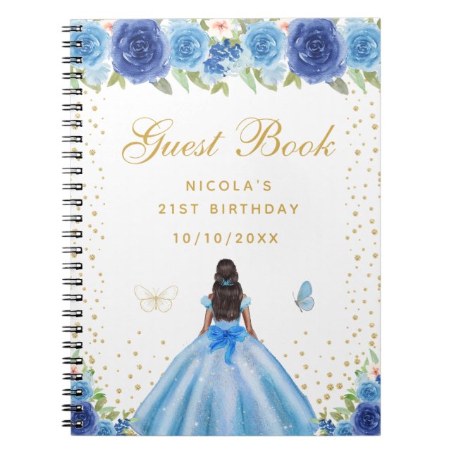 Cuaderno Fiesta de Cumpleaños de Princesa de Piel Oscura co (Frente)