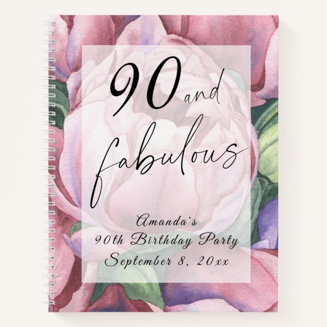 Cuaderno Fiesta de cumpleaños floral vintage 90  (Anverso)