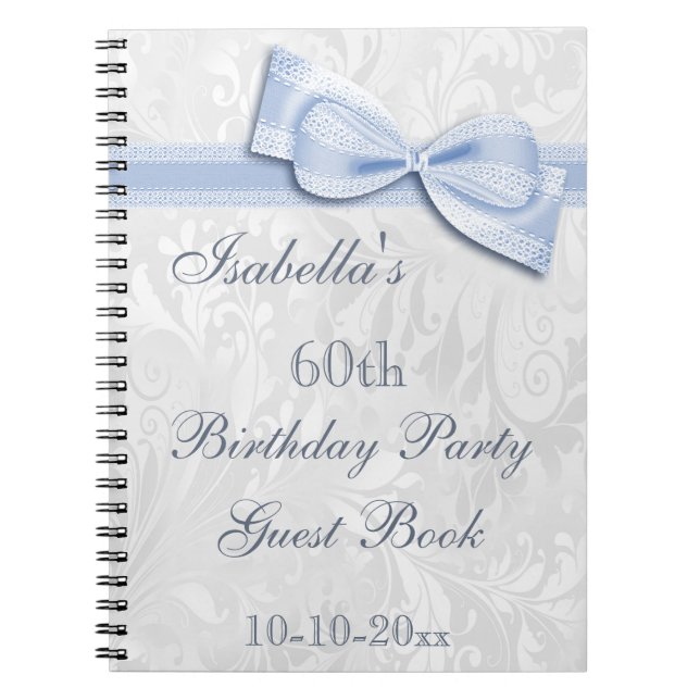 Cuaderno Fiesta de cumpleaños número 60 con damasco y lazo (Frente)