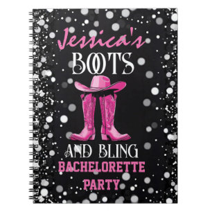 Cuaderno Fiesta de Despedida de Soltera con Botas Rosas y B