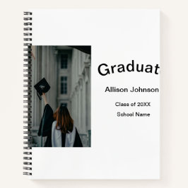 Cuaderno fiesta de graduación simple y elegante de fotograf