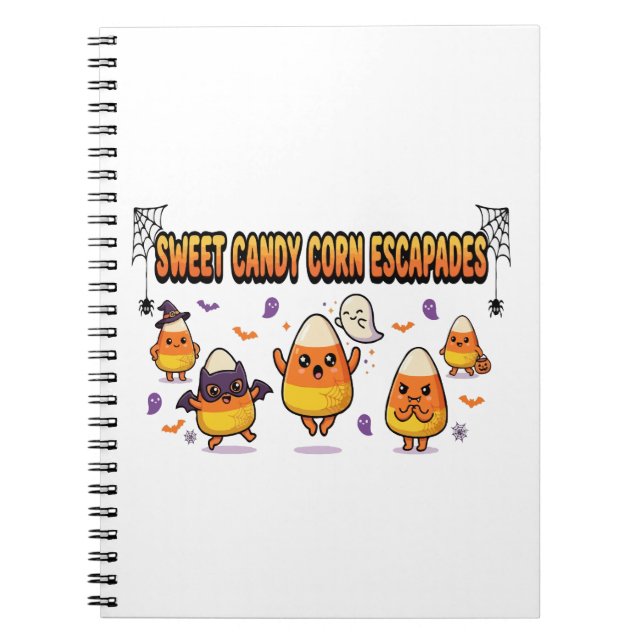 Cuaderno Fiesta de Halloween de Caramelo de Maíz Lindo (Frente)