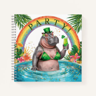 Cuaderno fiesta de hipopótamos en la piscina el día de San 