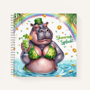 Cuaderno fiesta de hipopótamos en la piscina el día de San 