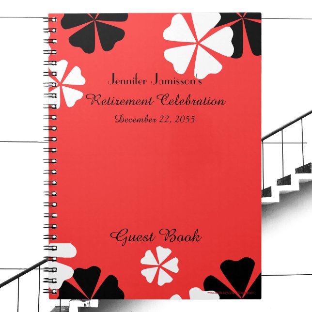 Cuaderno Fiesta de Jubilación Libro de Invitado, Floral Roj (Subido por el creador)