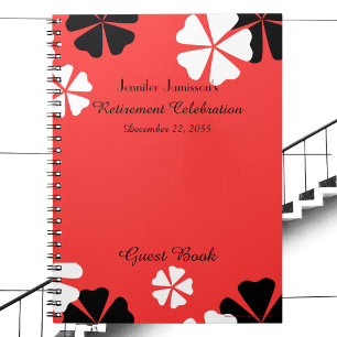 Cuaderno Fiesta de Jubilación Libro de Invitado Rojo Floral
