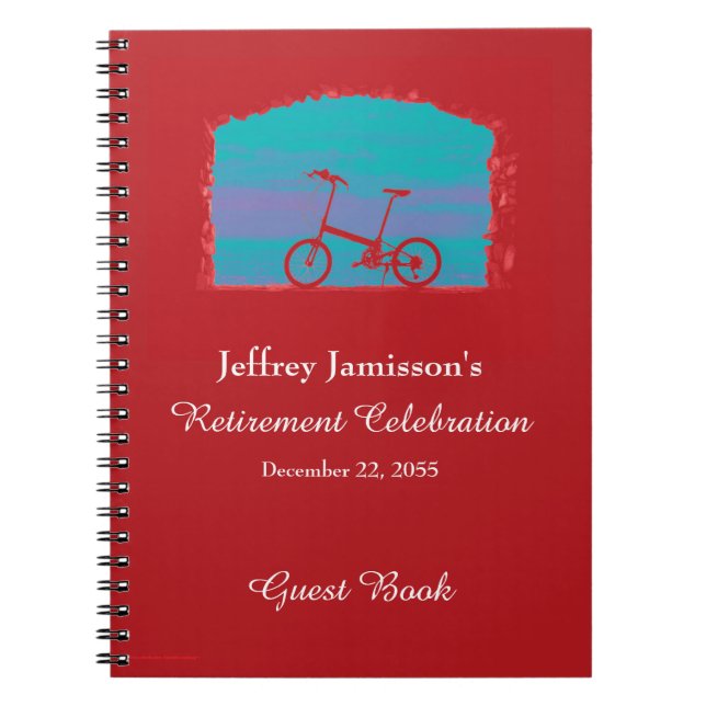 Cuaderno Fiesta de Jubilación Libro de Invitados, Bicicleta (Frente)