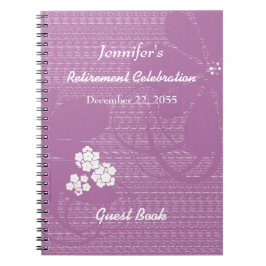Cuaderno Fiesta de Jubilación Libro Invitado Púrpura, Flora