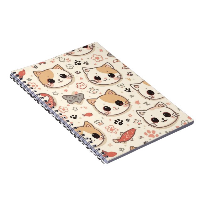Cuaderno Fiesta de patrón de gatito simple de gato mascota (Lado Derecho)