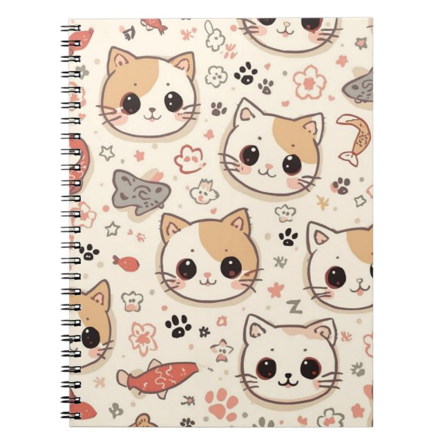Cuaderno Fiesta de patrón de gatito simple de gato mascota (Frente)