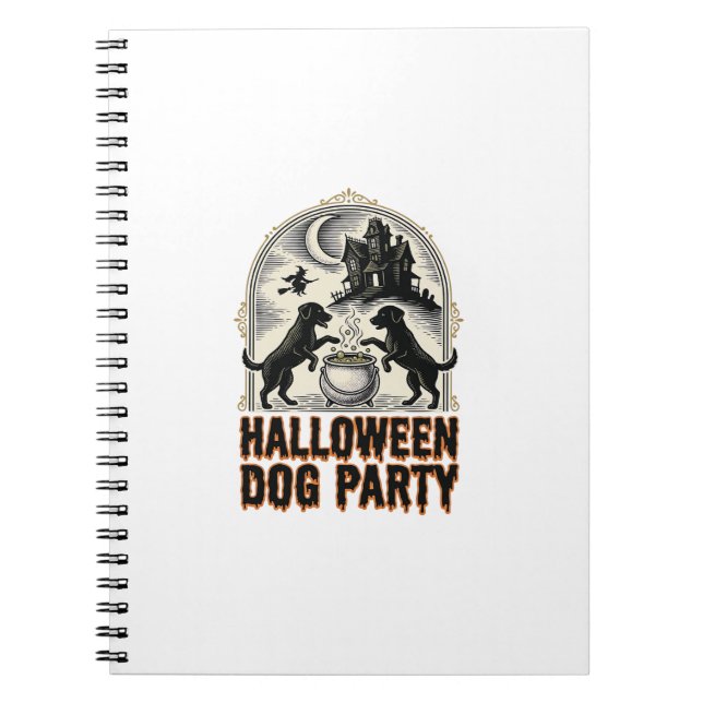 Cuaderno Fiesta de Perros de Halloween Diseño de Caldero de (Frente)