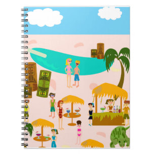 Cuaderno Fiesta de piscina Groovy Jet Set de arte retro