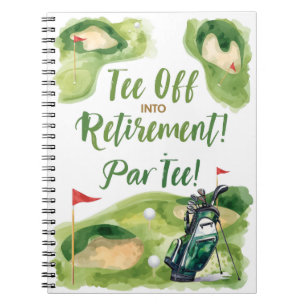 Cuaderno Fiesta de retiro de golf con bolso de golf en verd