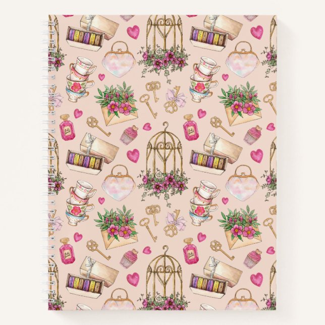 Cuaderno Fiesta de té de Rubor moderno (Anverso)