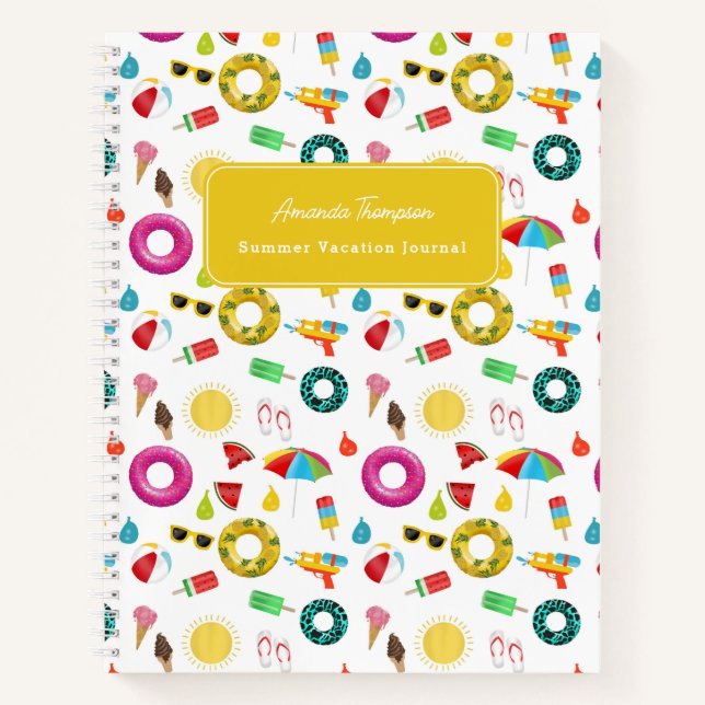 Cuaderno Fiesta de Verano Piscina de Playa Diversión Vacaci (Anverso)