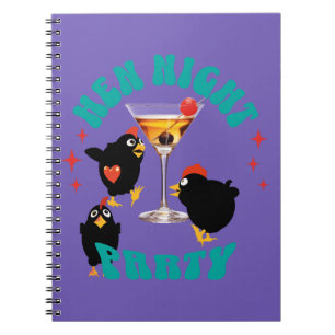 Cuaderno Fiesta Nocturna de Gallinas Divertidas Gallina Div