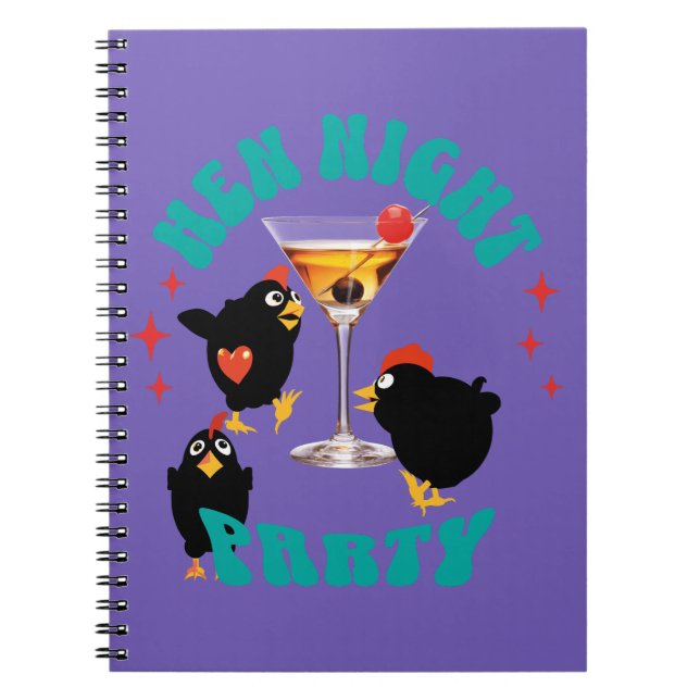 Cuaderno Fiesta Nocturna de Gallinas Divertidas Gallina Div (Frente)