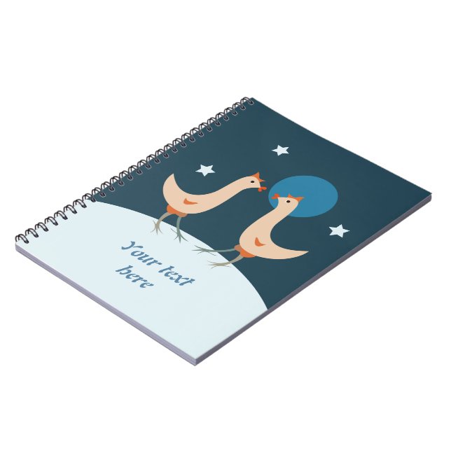Cuaderno Fiesta Nocturna de Gallinas Luna Divertida de Poll (Lado Izquierdo)