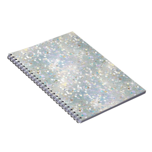 Cuaderno Fiesta  Purpurina Plata Bokeh Azul (Lado Derecho)